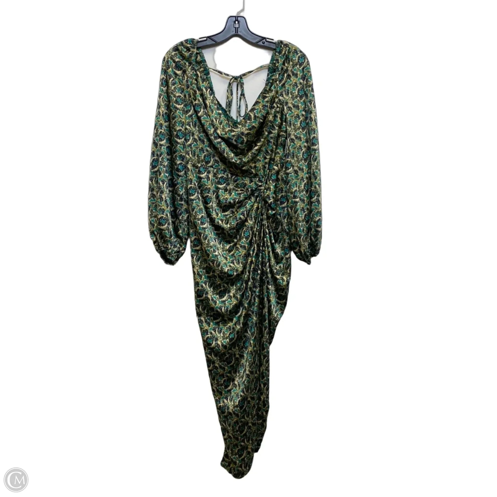 Dress Casual Maxi By Shein In Green & Tan, Size: M