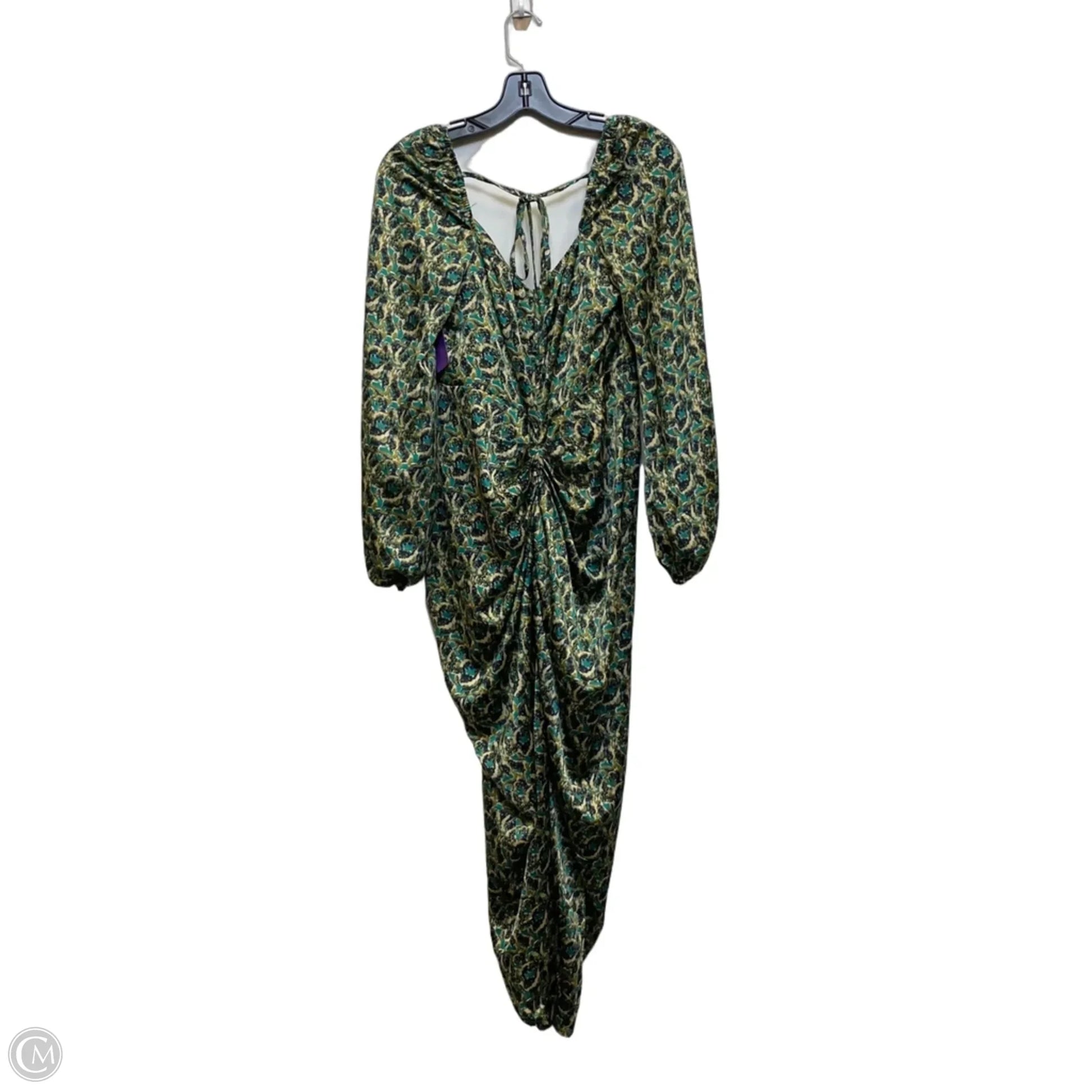 Dress Casual Maxi By Shein In Green & Tan, Size: M Dress Casual Maxi By Shein In Green & Tan, Size: M