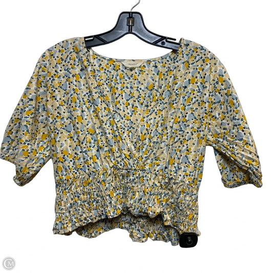 Top Short Sleeve By Sim & Sam In Blue & Yellow, Size: L