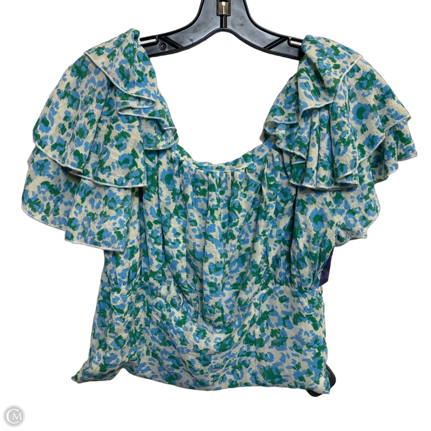 Top Short Sleeve By Molly Bracken In Blue & Green, Size: M