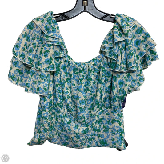 Top Short Sleeve By Molly Bracken In Blue & Green, Size: M