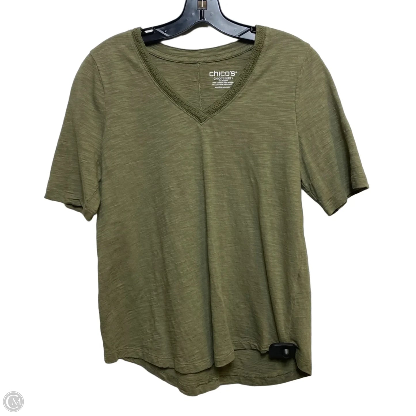 Top Short Sleeve By Chicos In Green, Size: M
