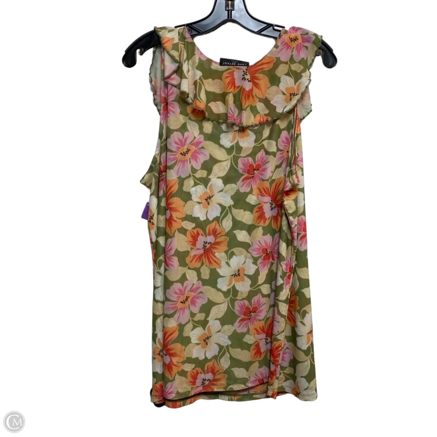 Top Sleeveless By Lane Bryant In Green & Orange, Size: 1x