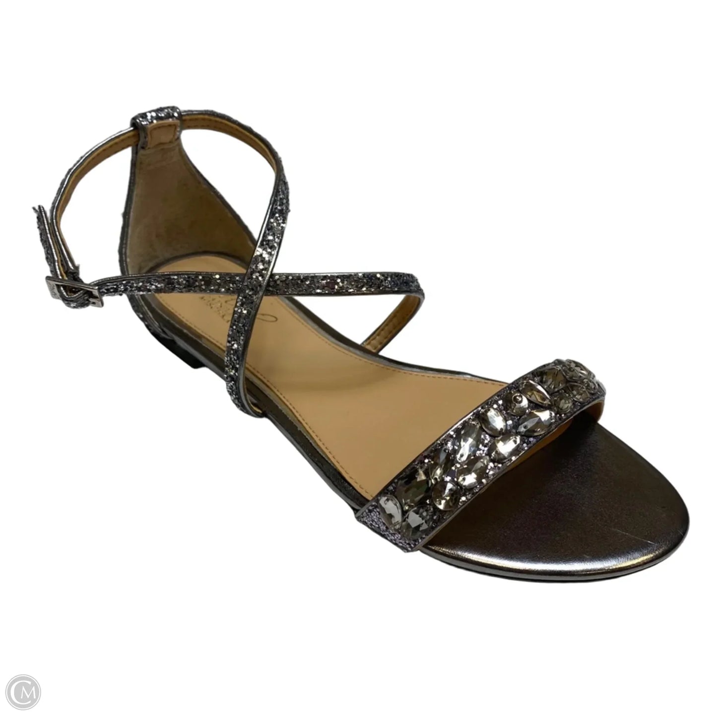 Sandals Designer By Badgley Mischka In Silver, Size: 7