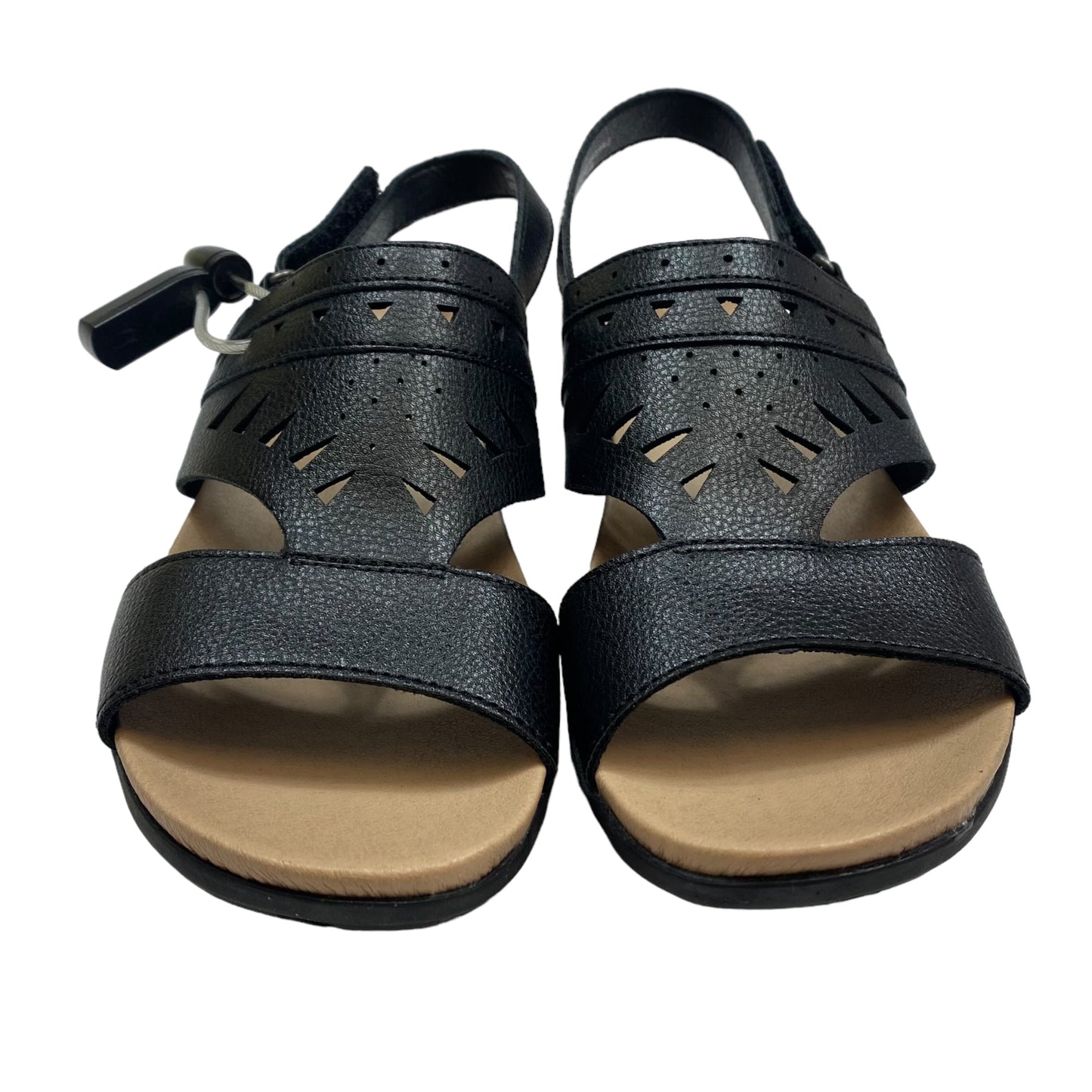 Black Sandals Flats Bare Traps, Size 7.5