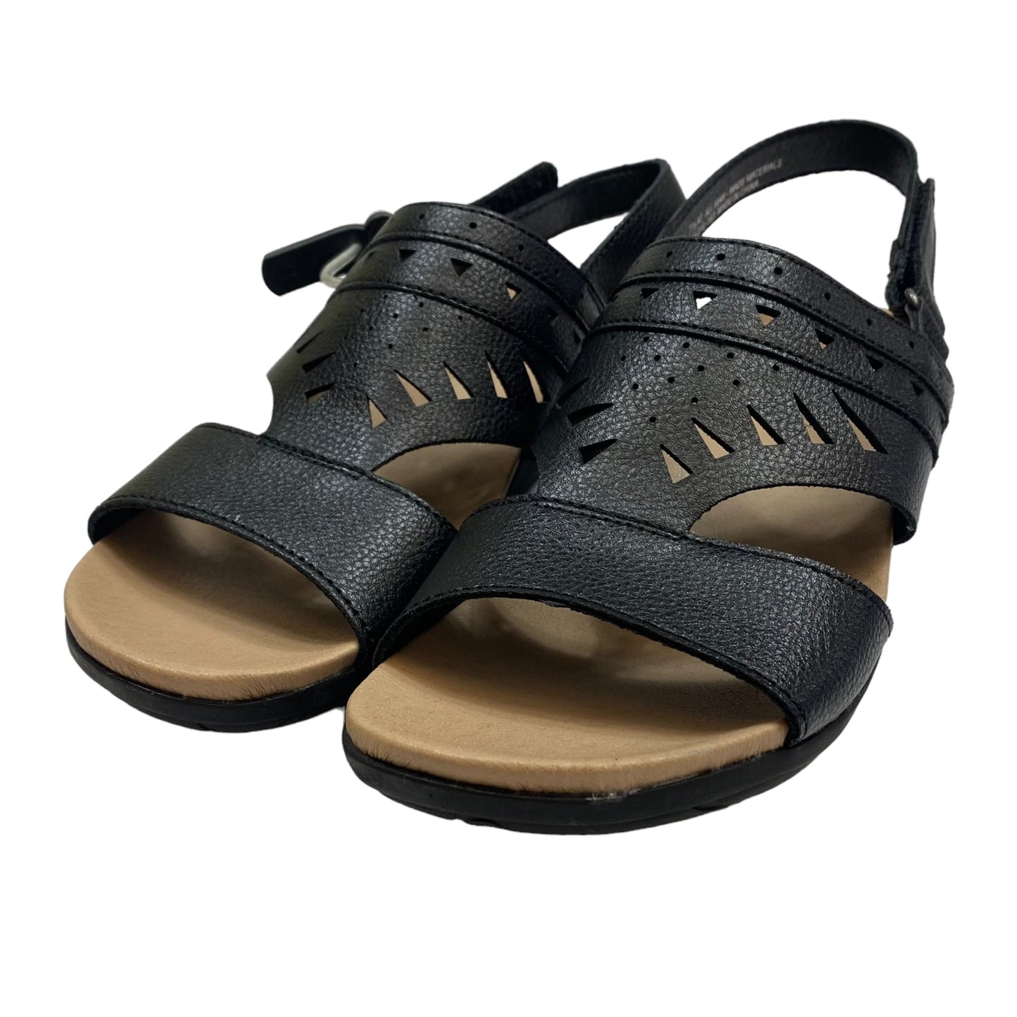 Black Sandals Flats Bare Traps, Size 7.5