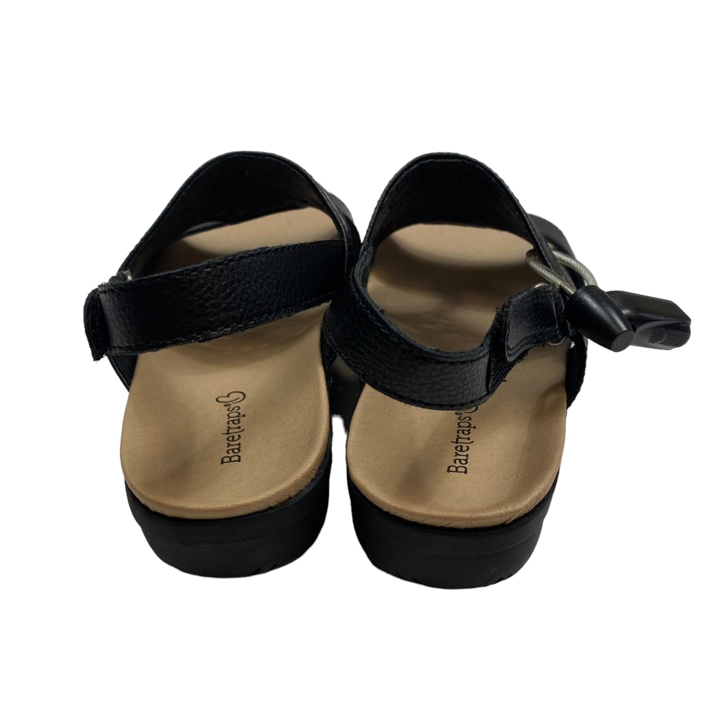 Black Sandals Flats Bare Traps, Size 7.5