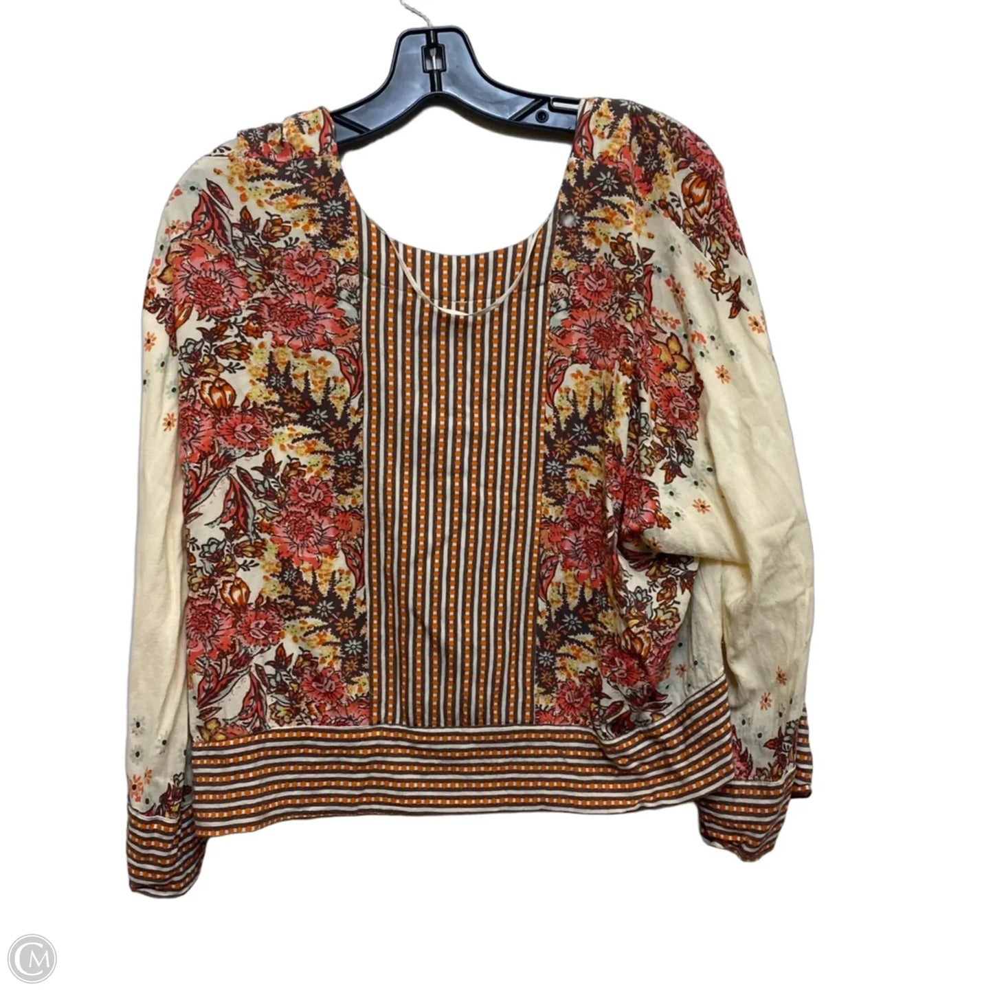 Top Long Sleeve By Free People In Cream & Orange, Size: S