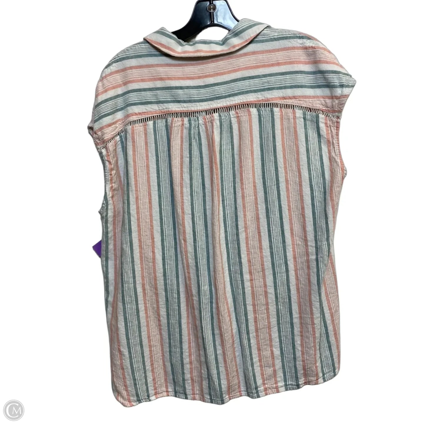 Top Sleeveless By Sharagano In Green & Orange, Size: L