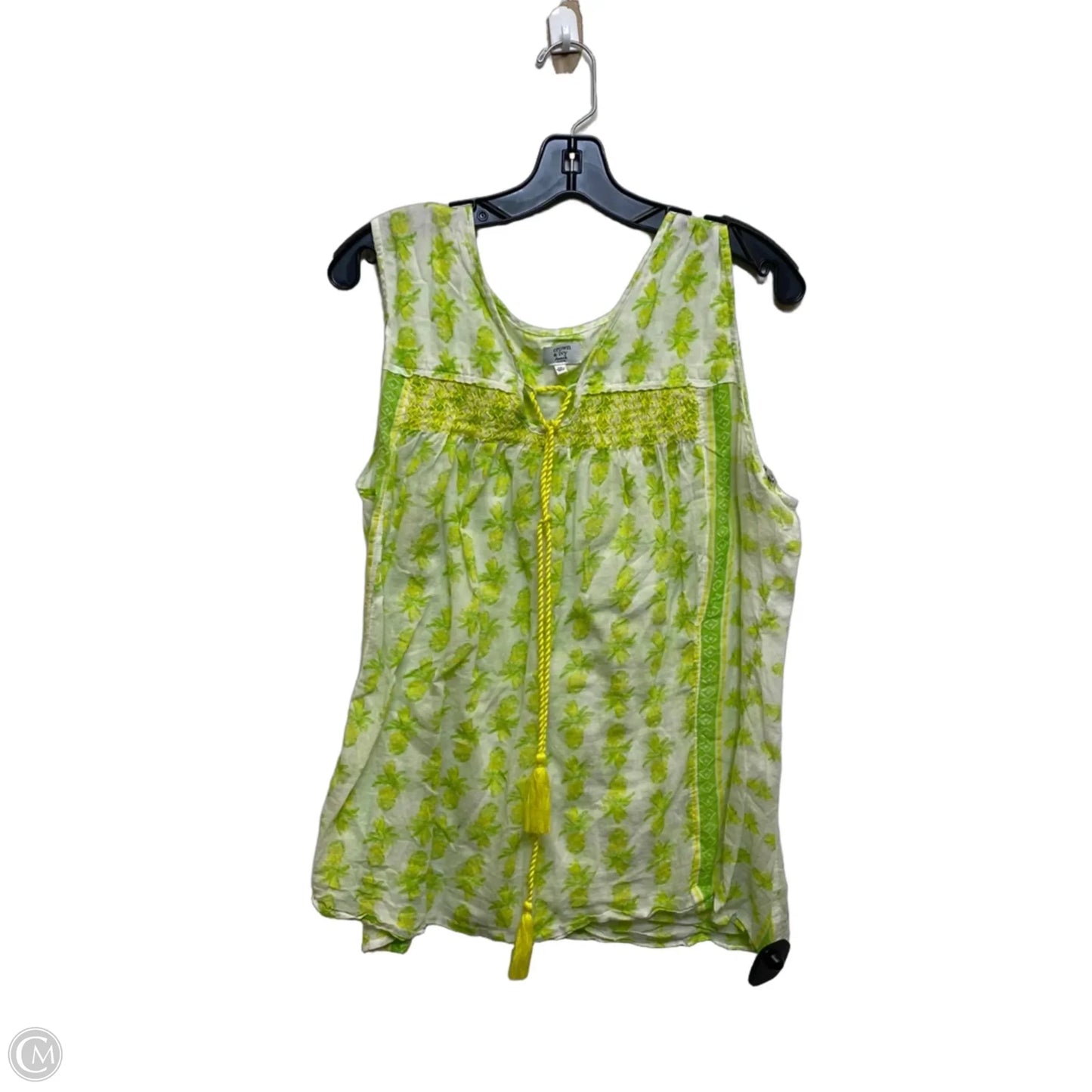 Top Sleeveless By Crown And Ivy In Green & Yellow, Size: 2x
