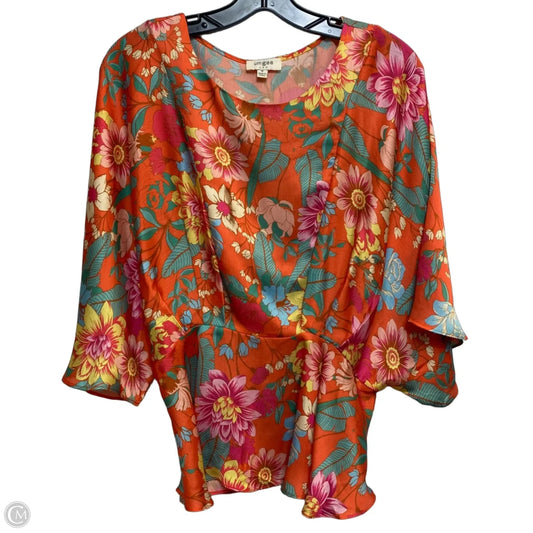 Top Short Sleeve By Umgee In Green & Orange, Size: M