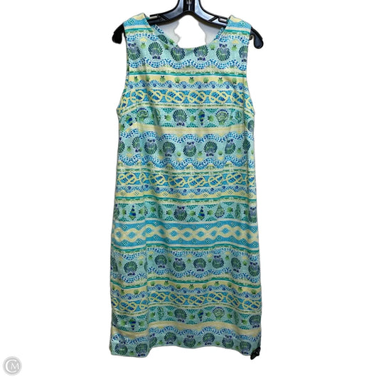 Dress Casual Midi By Talbots In Green & Yellow, Size: L