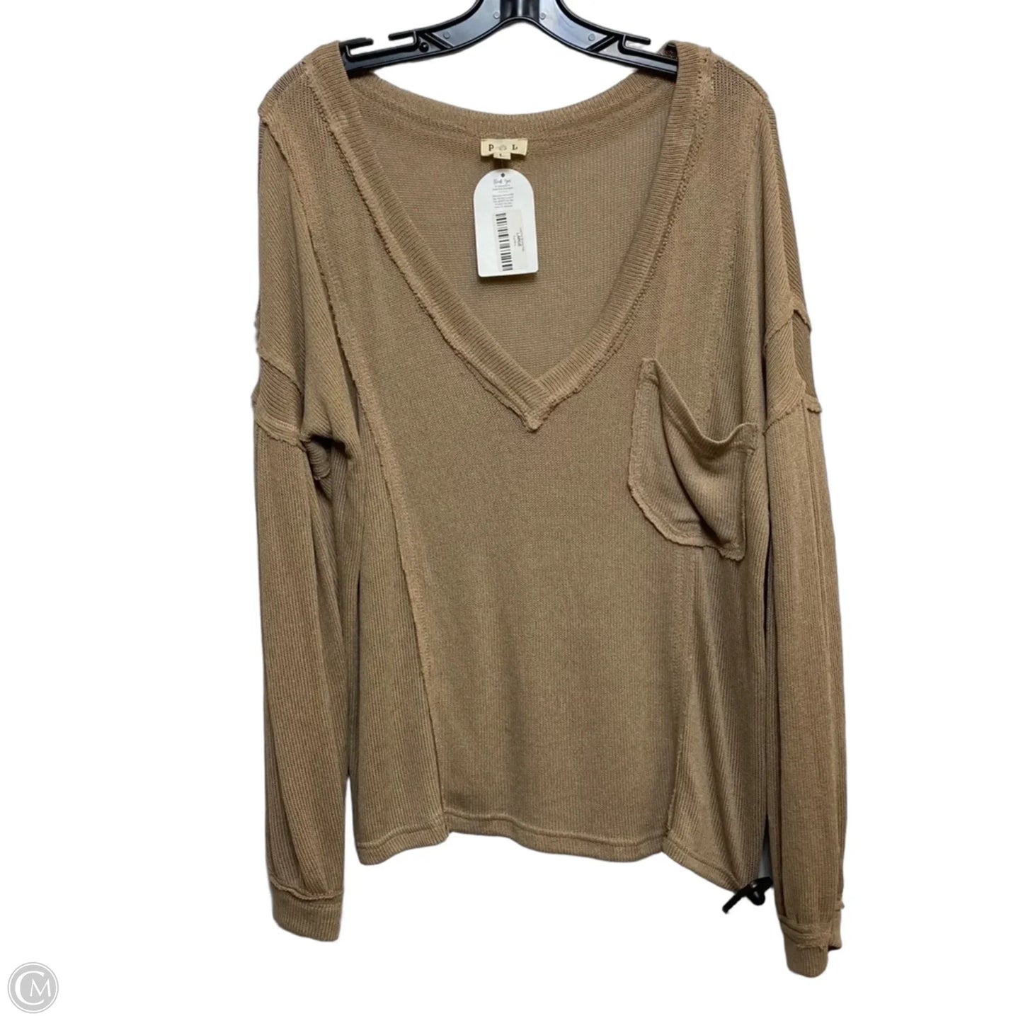 Top Long Sleeve By Pol In Brown, Size: L