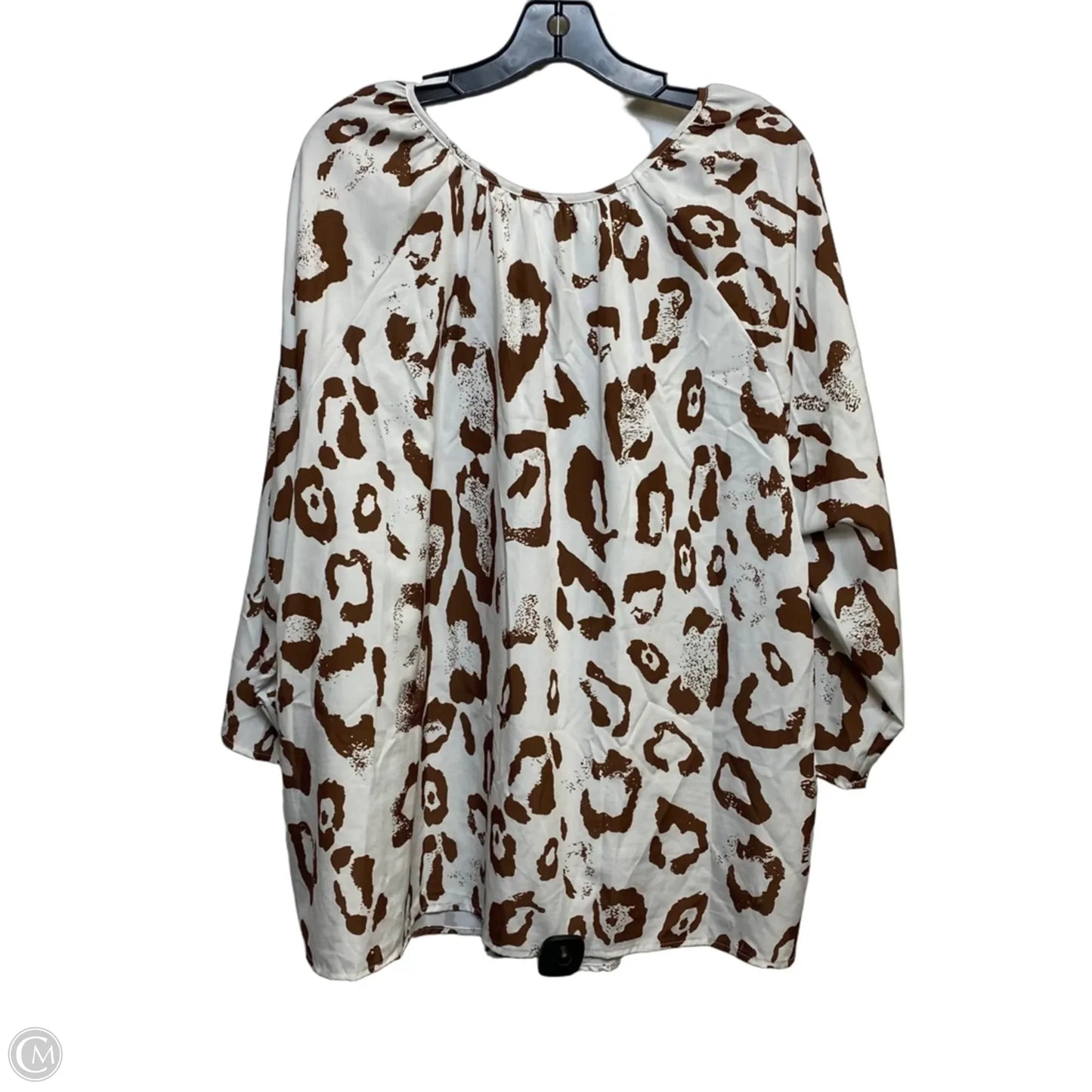 Top 3/4 Sleeve By Shein In Brown & White, Size: 3x