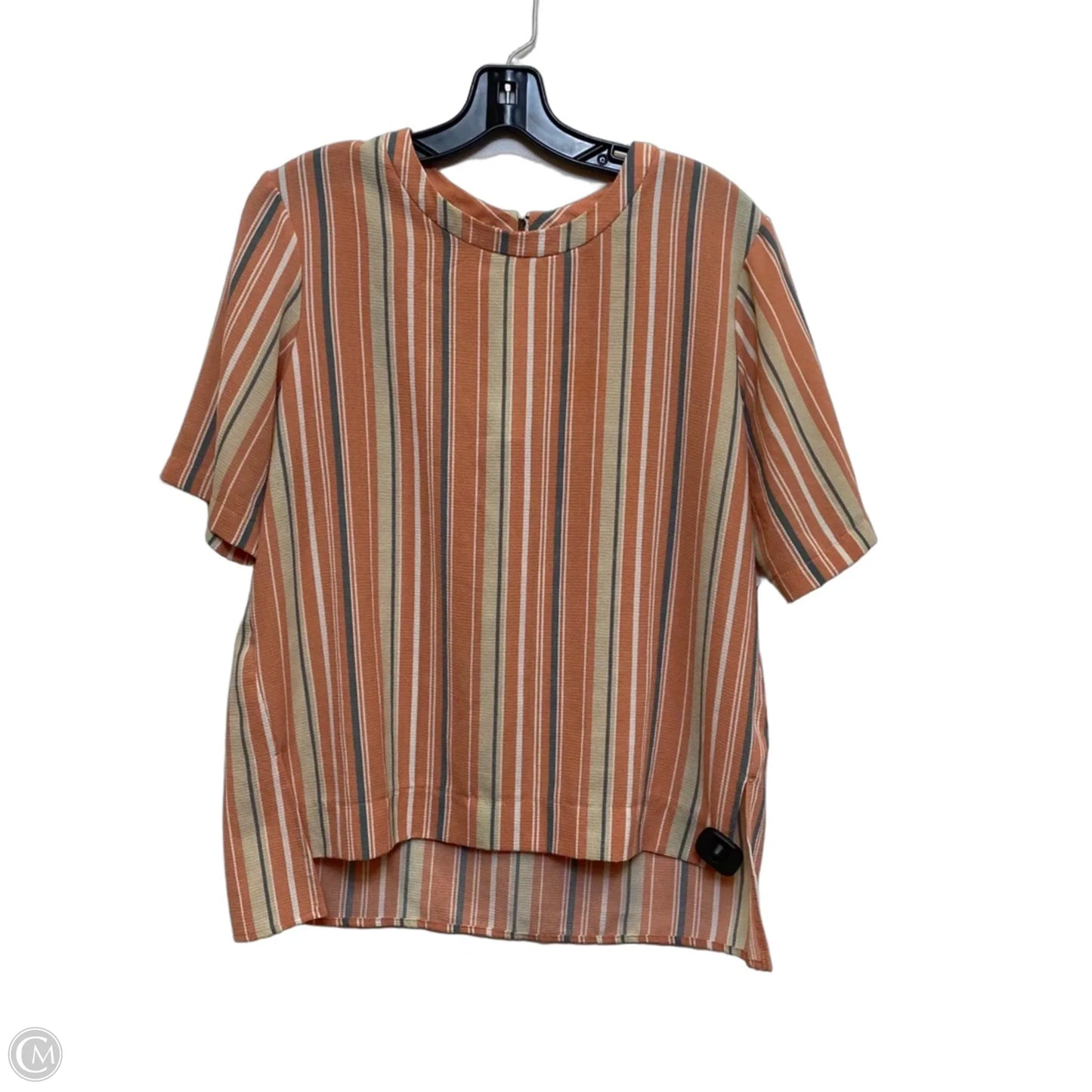 Top Short Sleeve By Potters Pot In Orange & Tan, Size: L