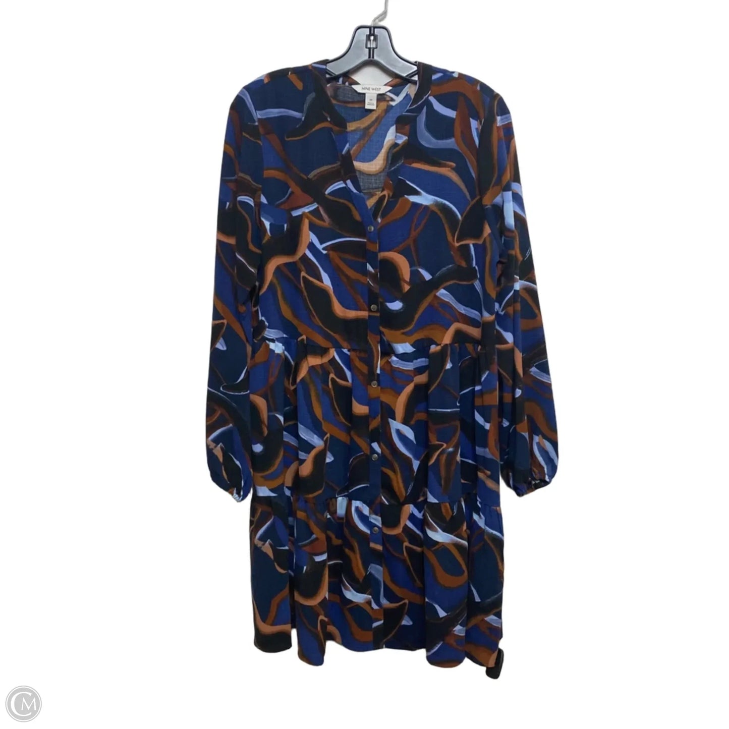Dress Casual Short By Nine West Apparel In Blue & Brown, Size: M