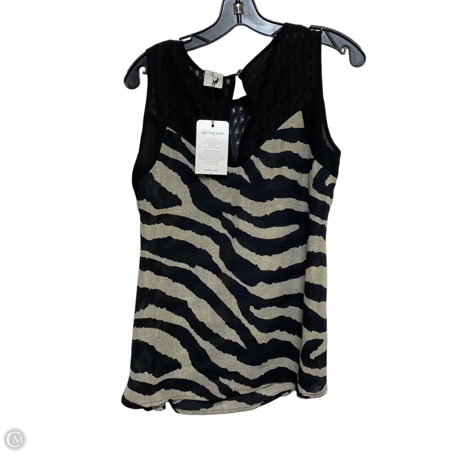 Blouse Sleeveless By Cabi In Black & Tan, Size: S