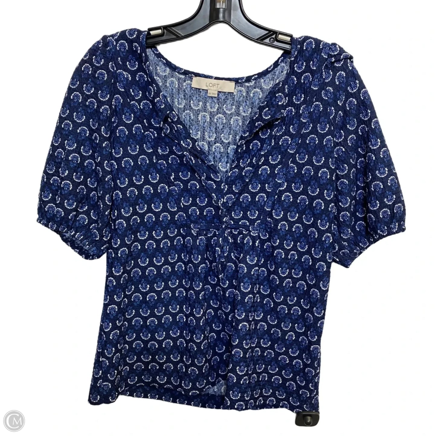 Top Short Sleeve By Loft In Blue & White, Size: Xs