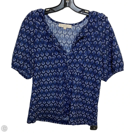 Top Short Sleeve By Loft In Blue & White, Size: Xs