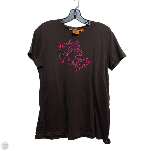 Top Short Sleeve Designer By Tory Burch In Brown, Size: L