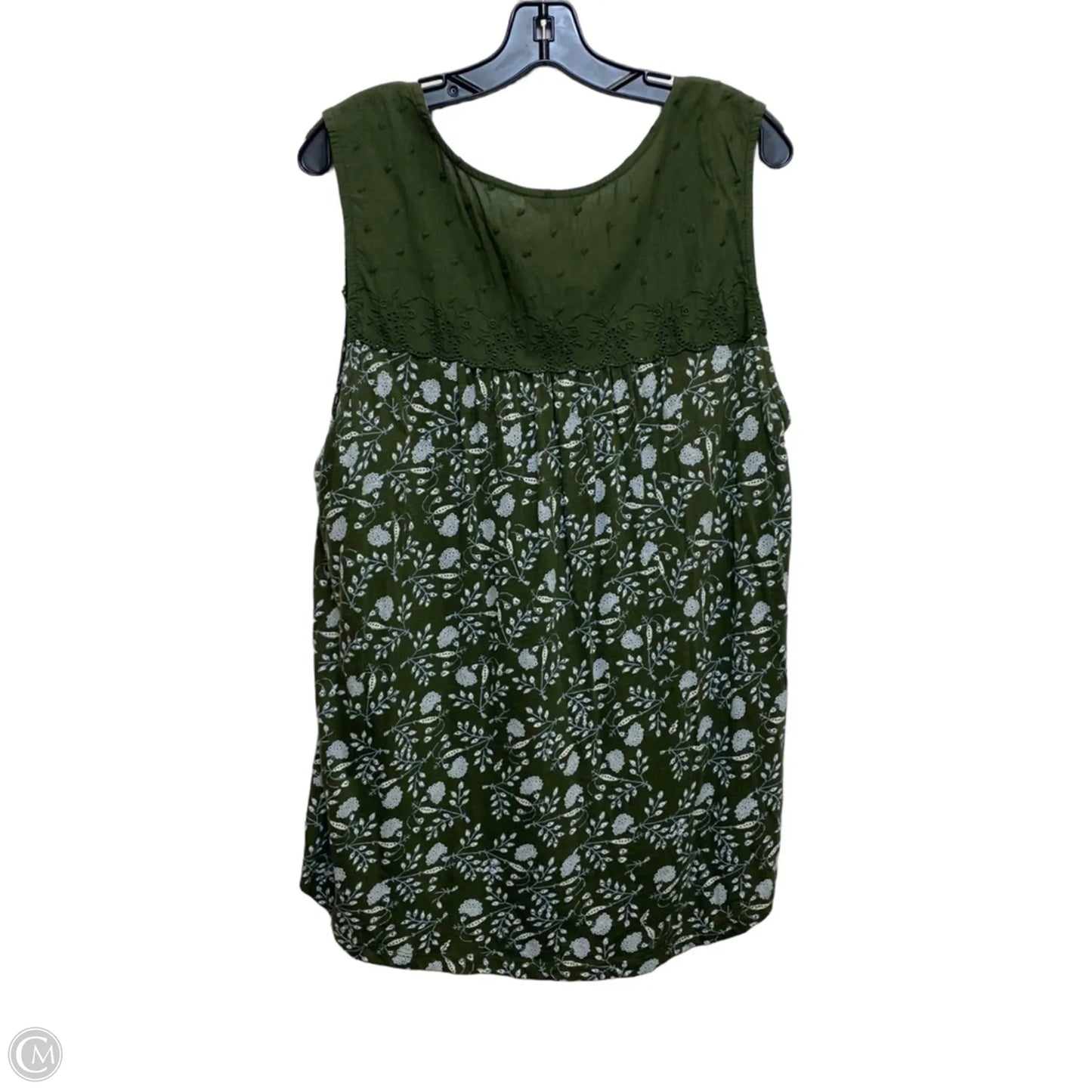 Top Sleeveless By Lucky Brand In Green & White, Size: 1x
