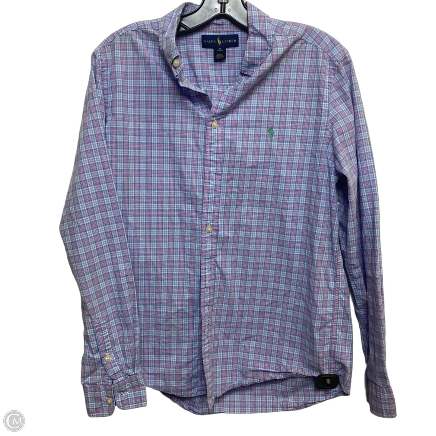 Top Long Sleeve By Polo Ralph Lauren In Blue & Pink, Size: Xl