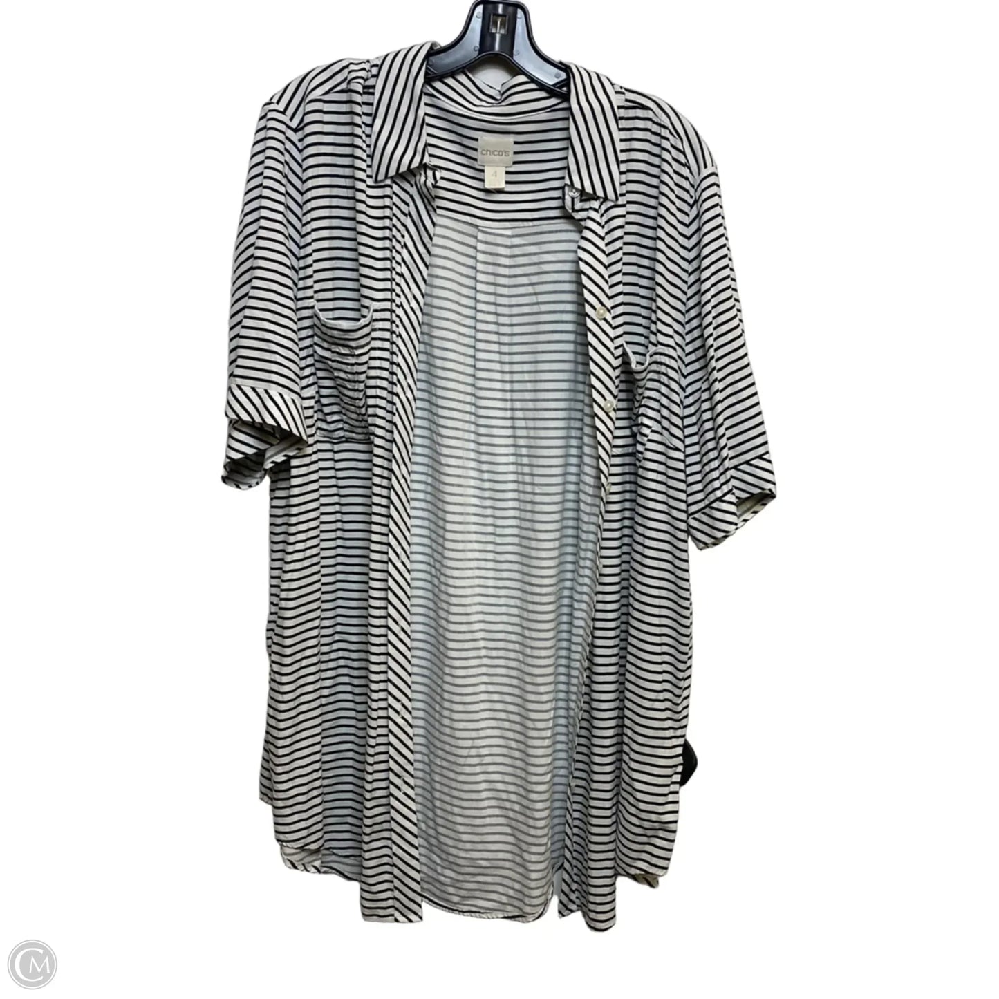Top Short Sleeve By Chicos In Black & White, Size: 2x
