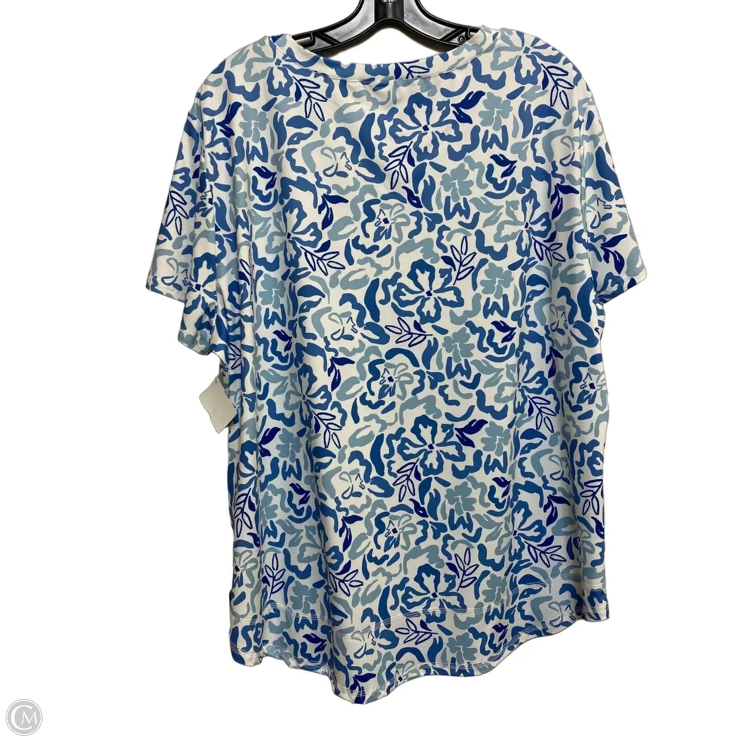 Athletic Top Short Sleeve By Cmf In Blue & White, Size: Xxl