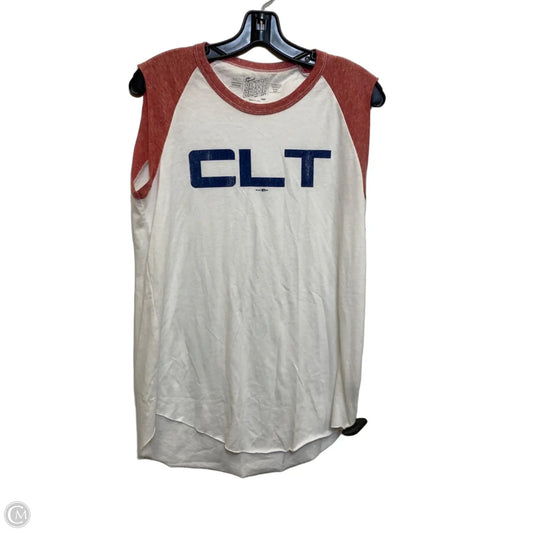 Top Sleeveless By Retro Band In Red & White, Size: L