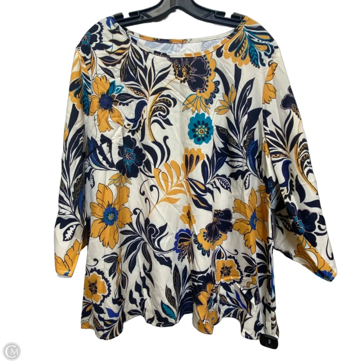 Top Short Sleeve By Cmf In Blue & Yellow, Size: 3x