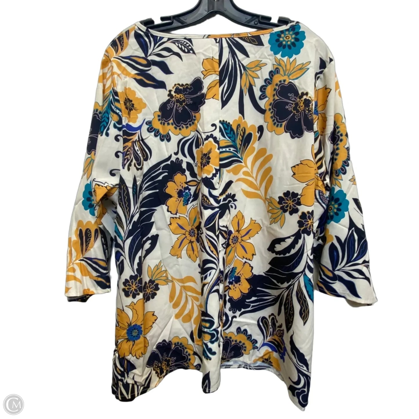 Top Short Sleeve By Cmf In Blue & Yellow, Size: 3x
