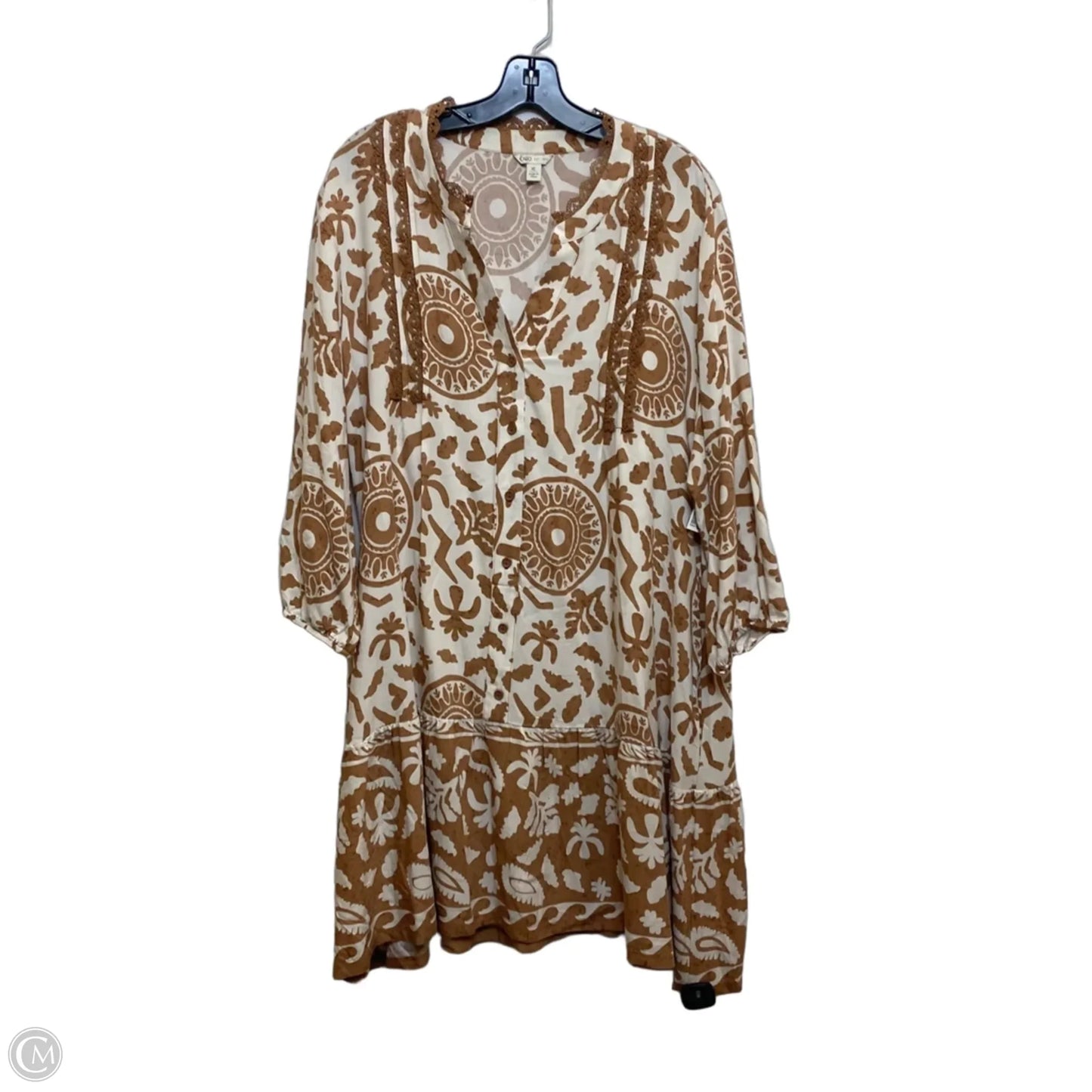 Dress Casual Short By Cato In Brown & Cream, Size: Xl