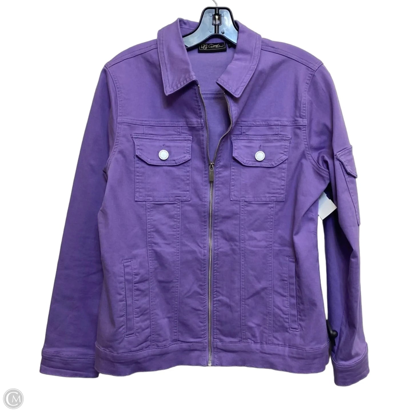 Jacket Denim By Dg2 In Purple Denim, Size: M
