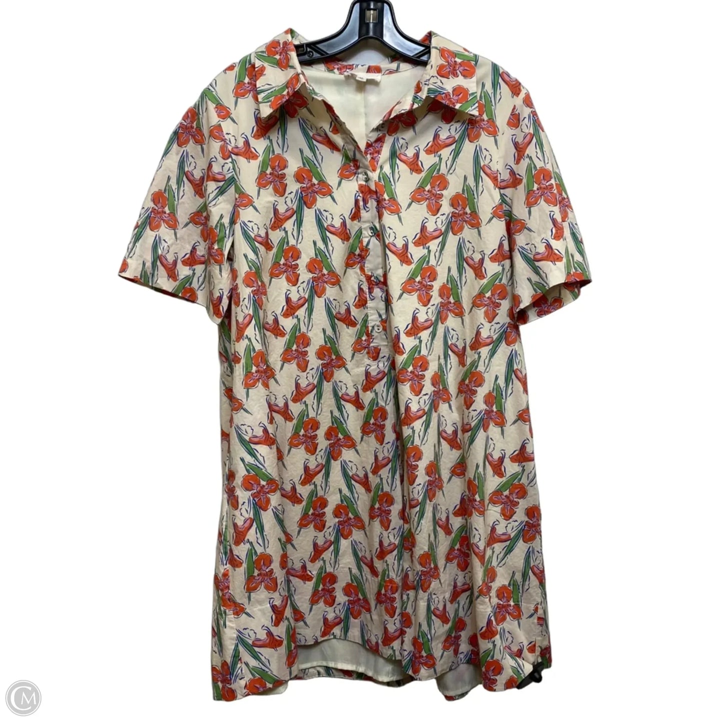 Dress Casual Short By &merci In Cream & Orange, Size: M