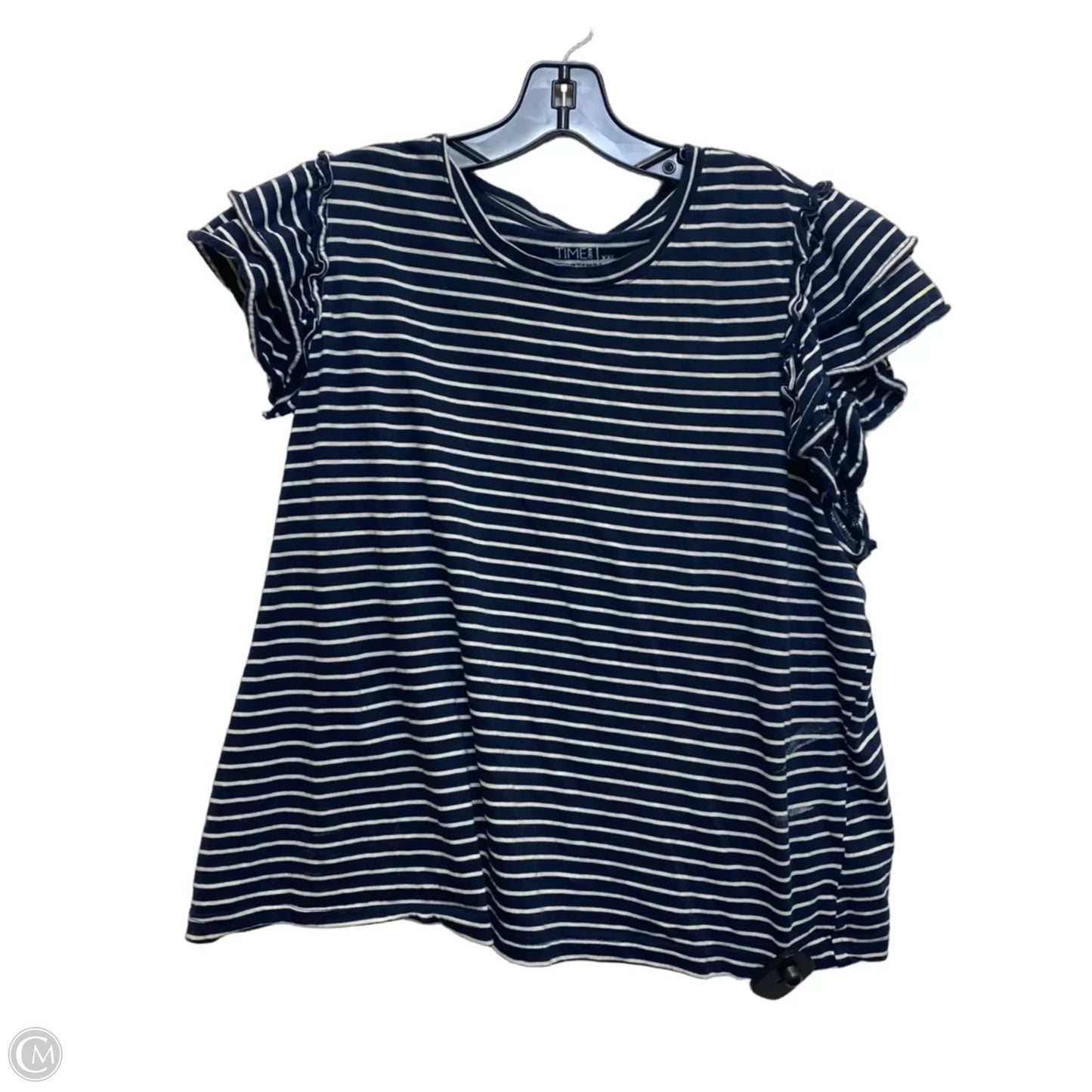 Top Sleeveless By Time And Tru In Blue & White, Size: Xxl