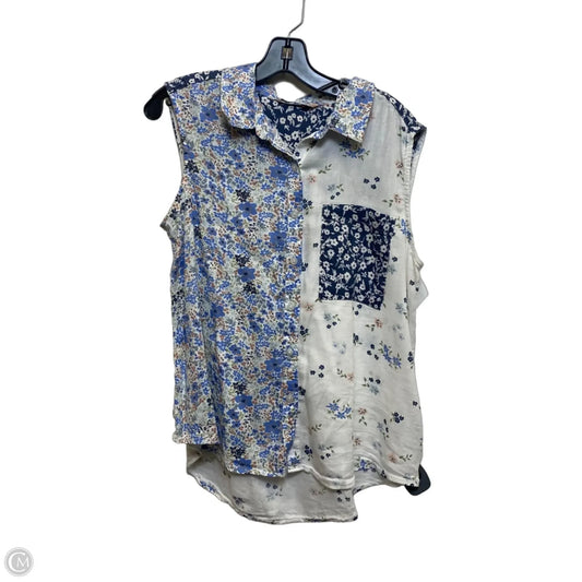 Top Sleeveless By So In Blue & White, Size: L