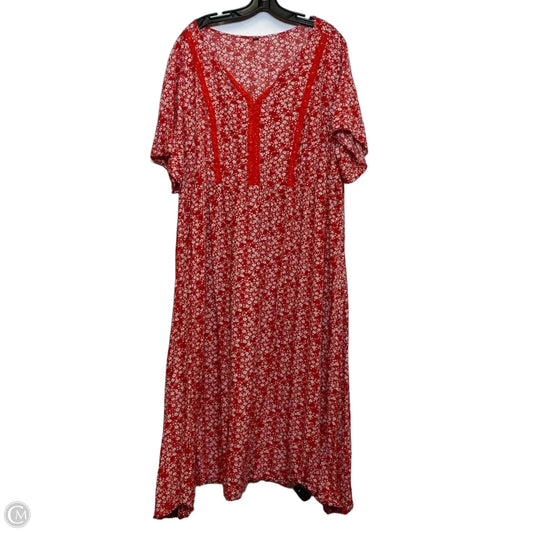 Dress Casual Midi By Cmf In Red & White, Size: 5x