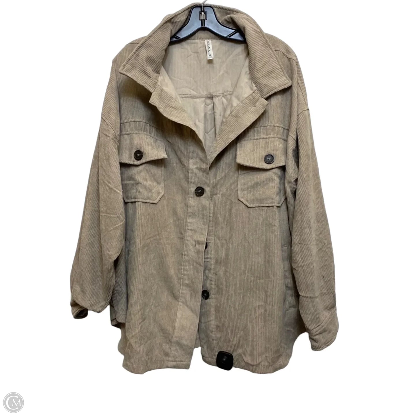 Jacket Shirt By Zenana In Tan, Size: 3x