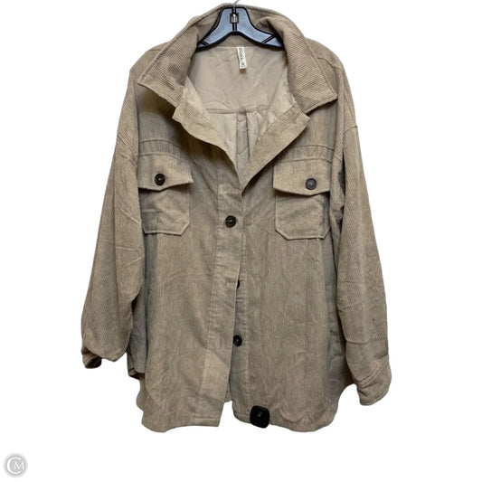 Jacket Shirt By Zenana In Tan, Size: 3x