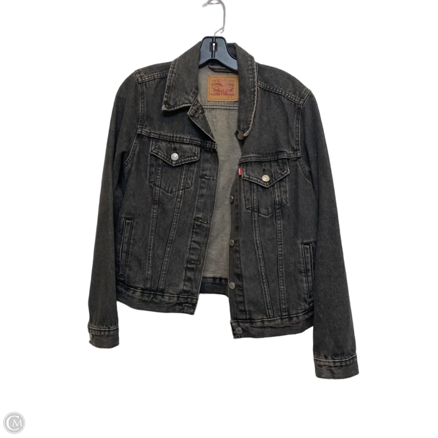Jacket Denim By Levis In Grey Denim, Size: L