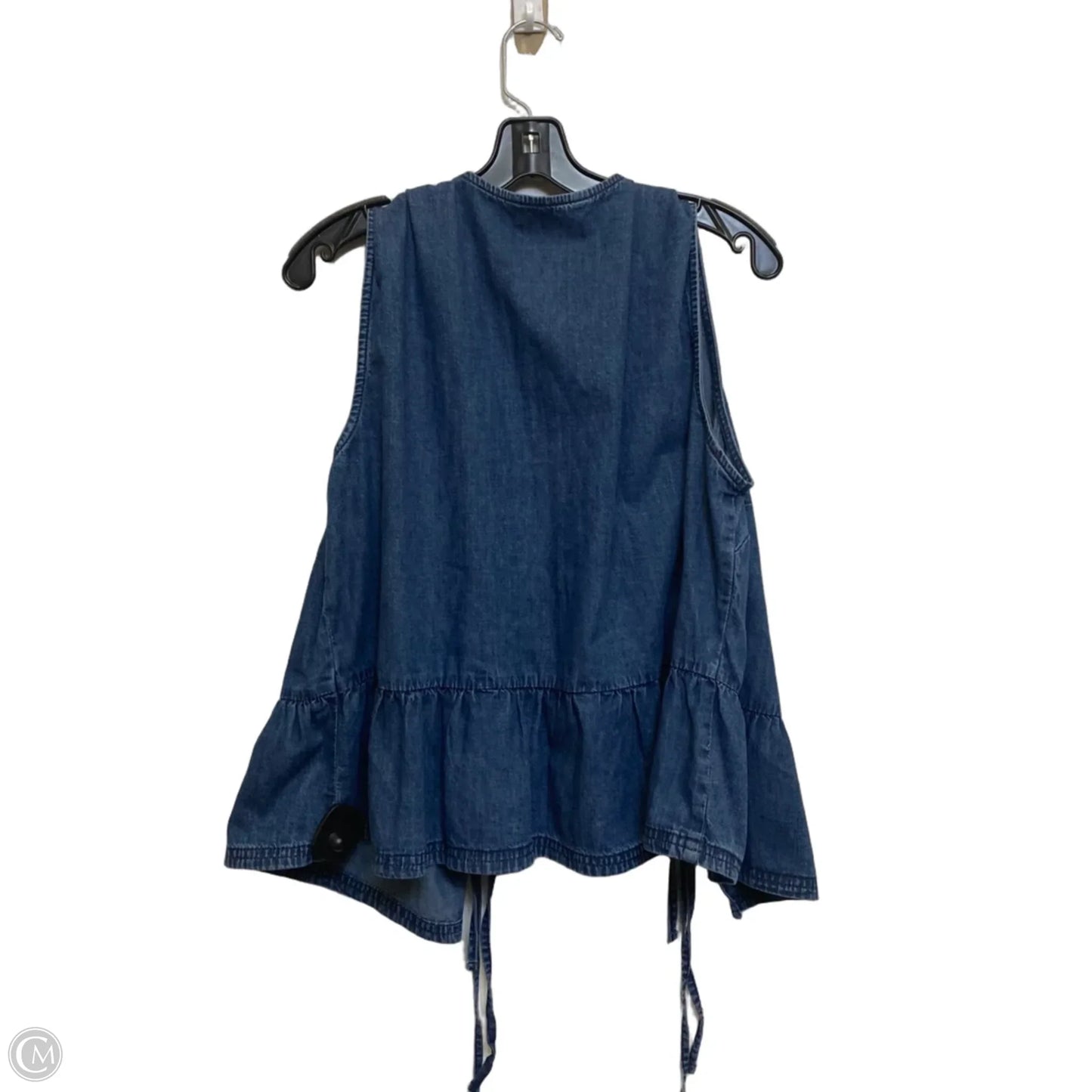 Top Sleeveless By F&f In Blue Denim, Size: L