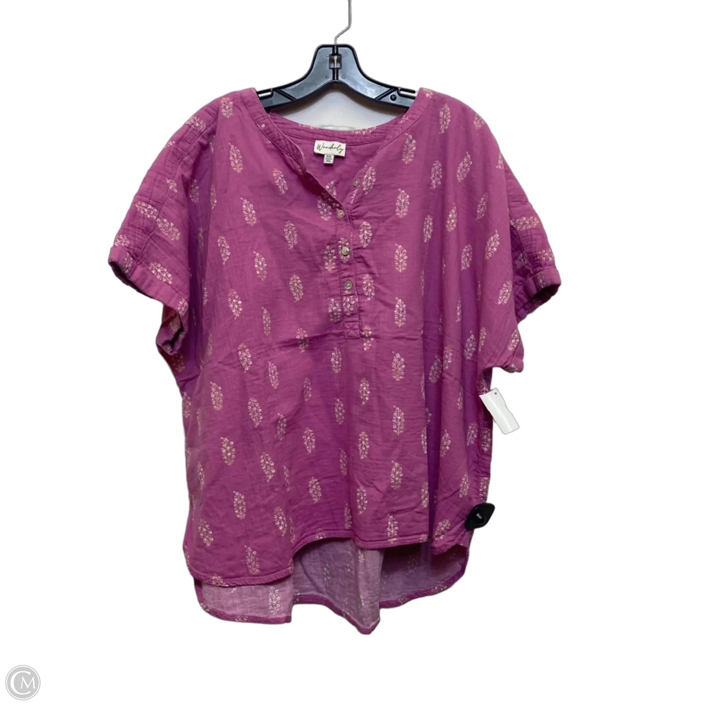 Top Short Sleeve By Wonderly In Pink, Size: Xxl