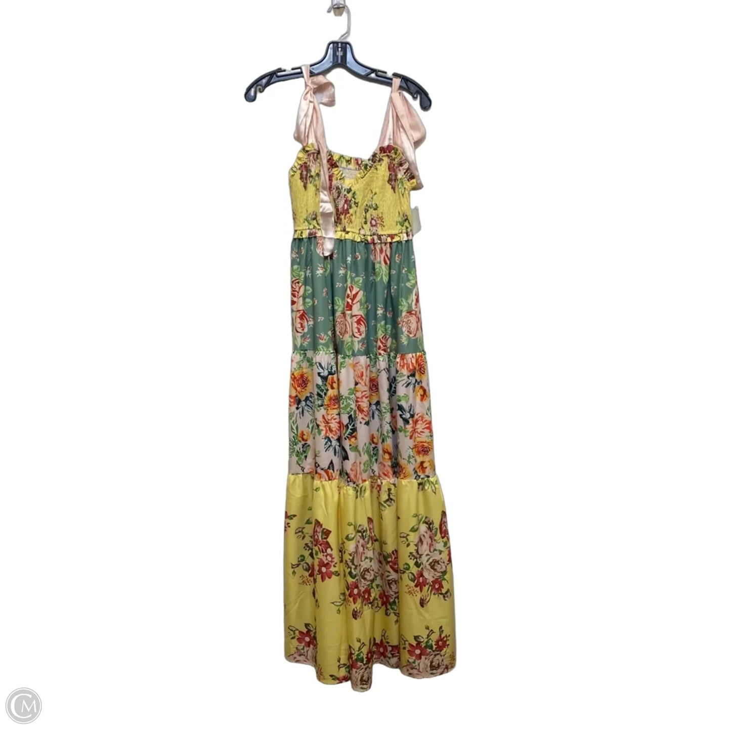 Dress Casual Maxi By Cme In Green & Yellow, Size: M