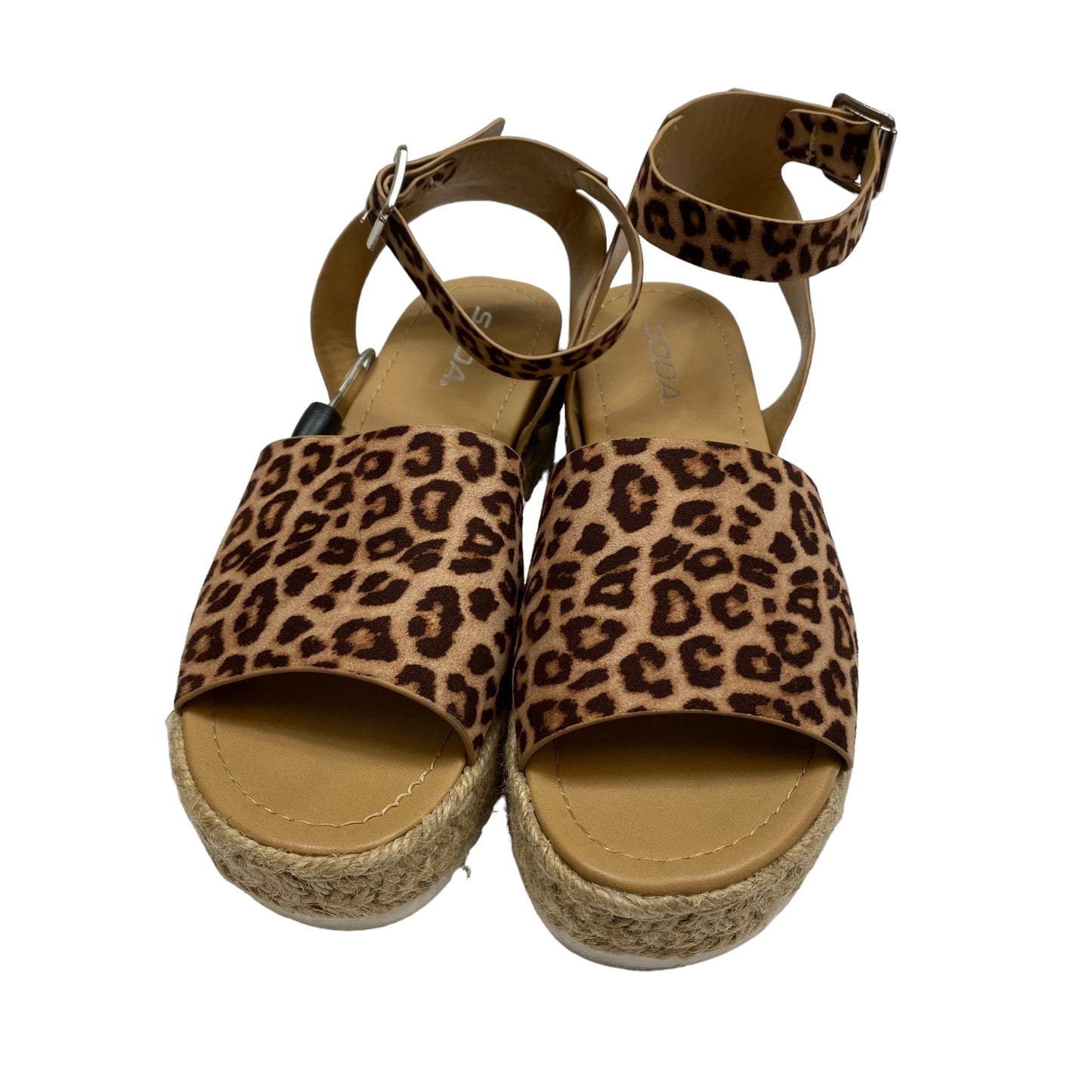 Animal Print Sandals Heels Platform Soda, Size 9