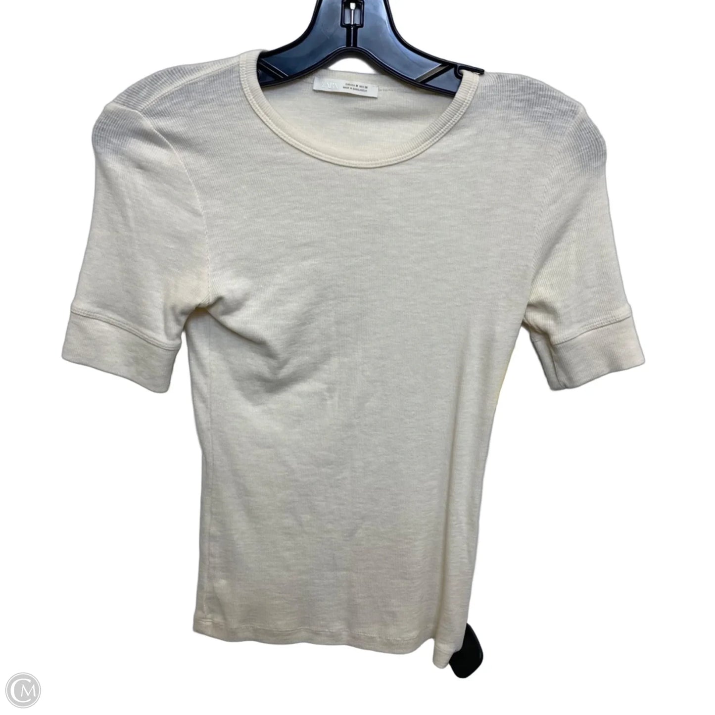 Top Short Sleeve Basic By Zara In Cream, Size: M