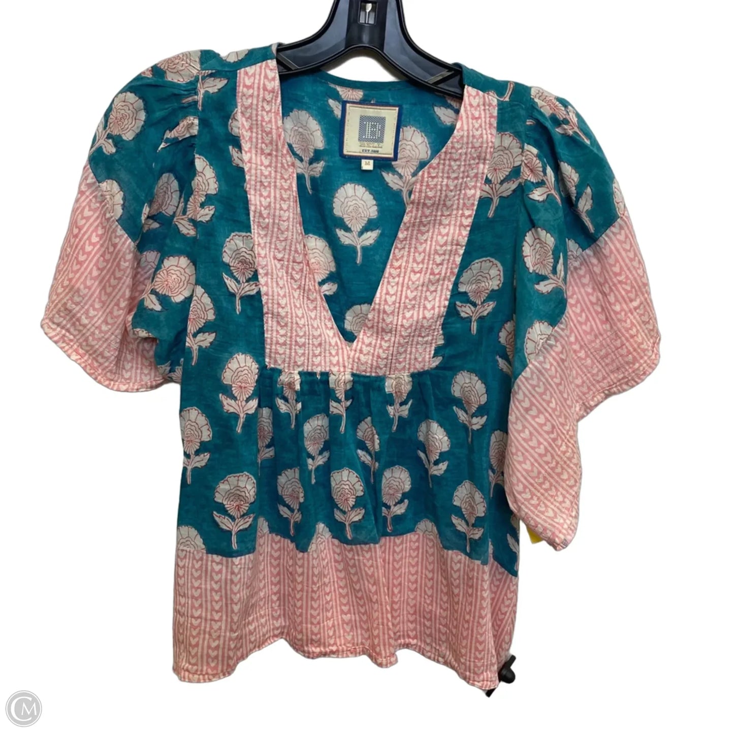 Top Short Sleeve By Bell In Green & Pink, Size: M