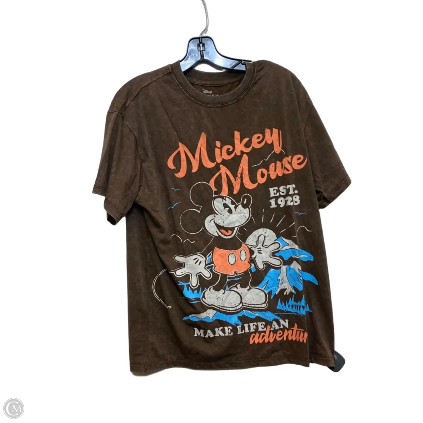 Top Short Sleeve By Disney In Grey, Size: L