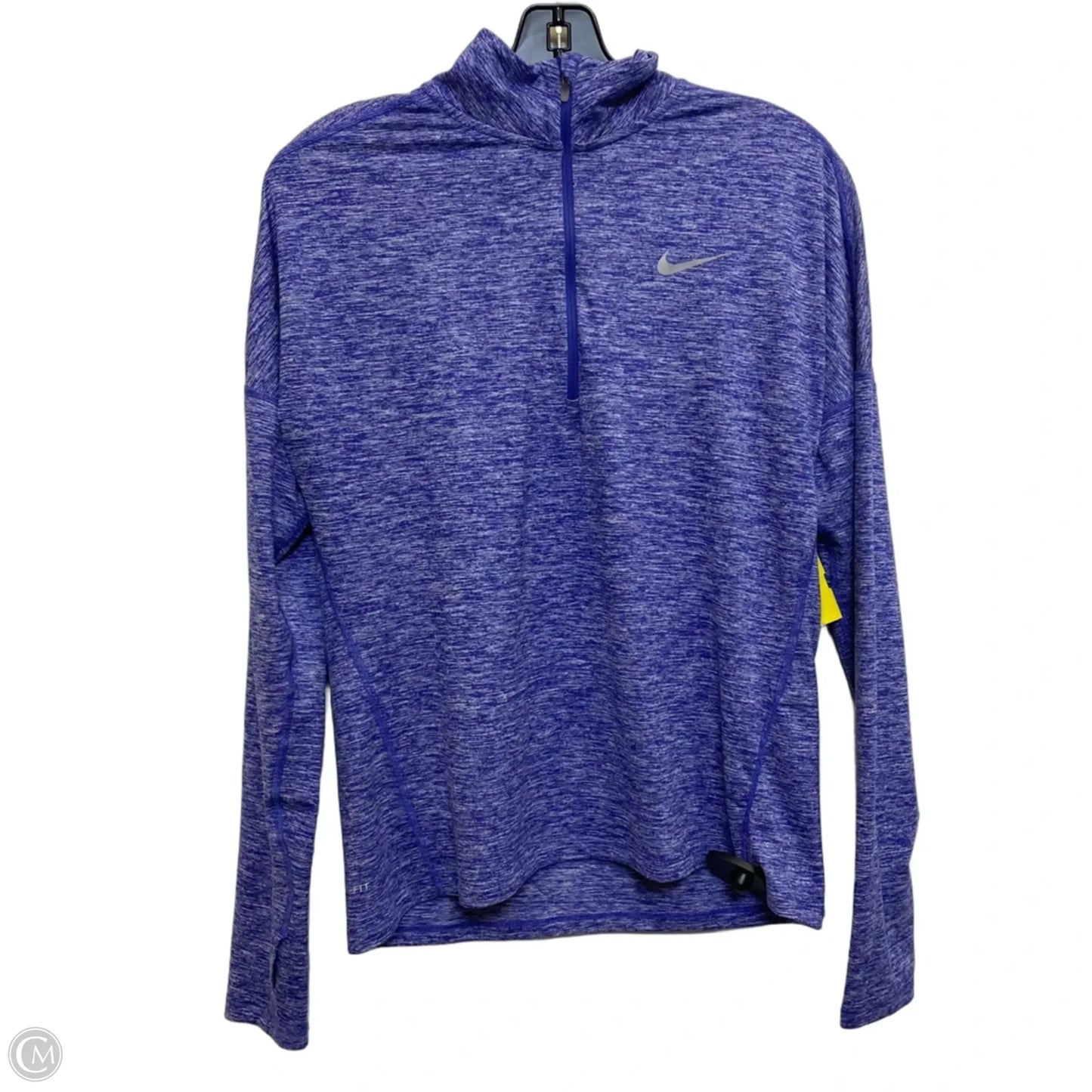 Athletic Top Long Sleeve Collar By Nike Apparel In Blue & White, Size: S