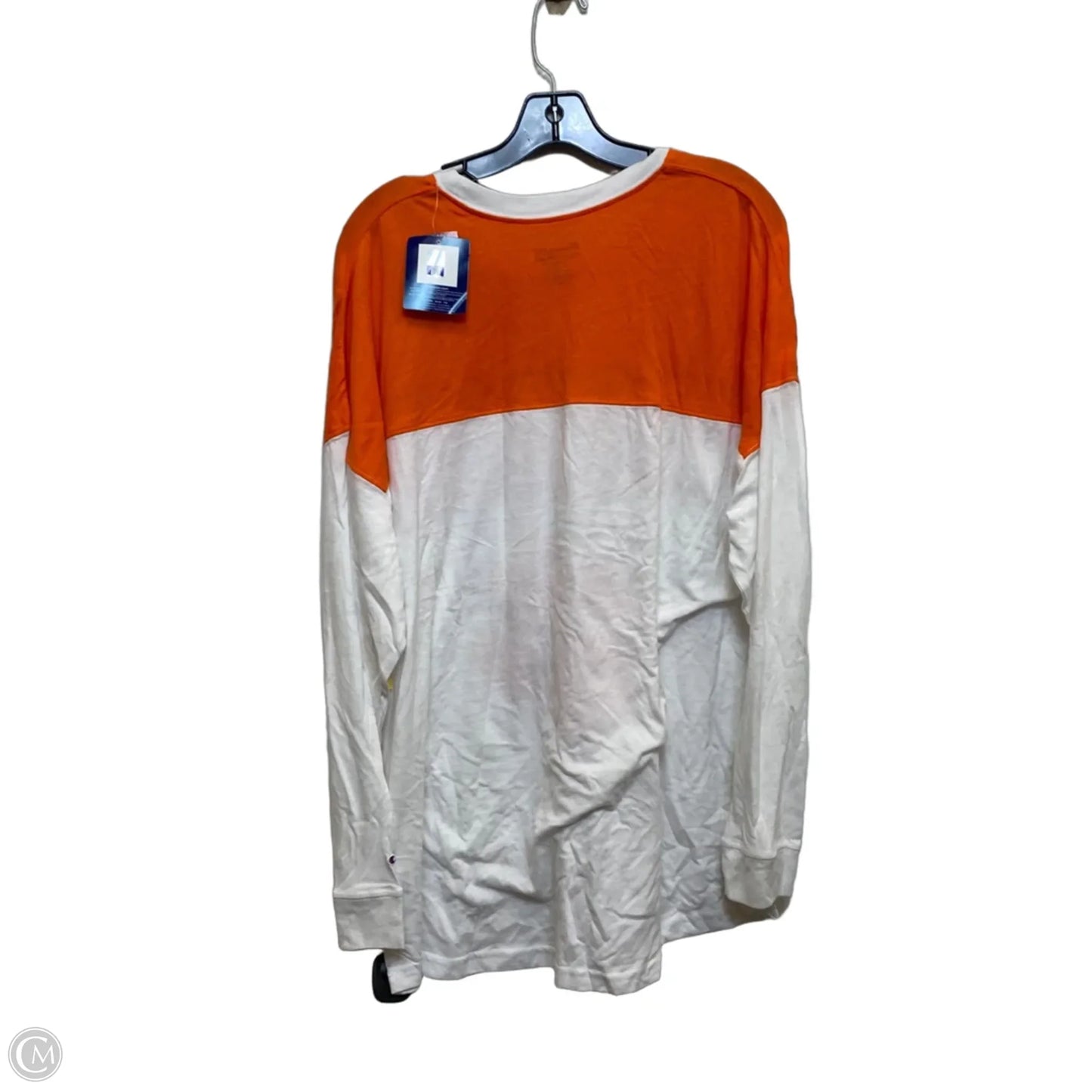 Top Long Sleeve By Champion In Orange & White, Size: 2x