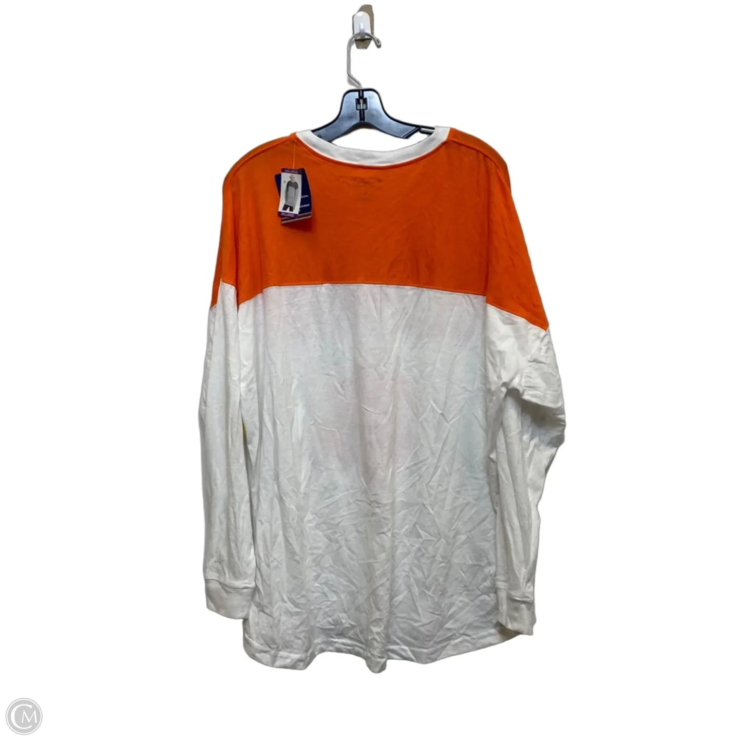 Top Long Sleeve By Champion In Orange & White, Size: 2x